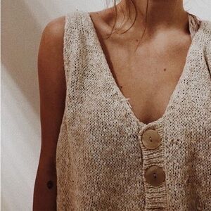 Vintage J Jill Crochet Knit Button Vest Tank M L